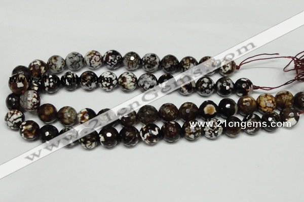 CAB618 15.5 inches 14mm faceted round leopard skin agate beads wholesale