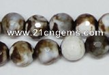 CAB620 15.5 inches 12mm faceted round leopard skin agate beads wholesale