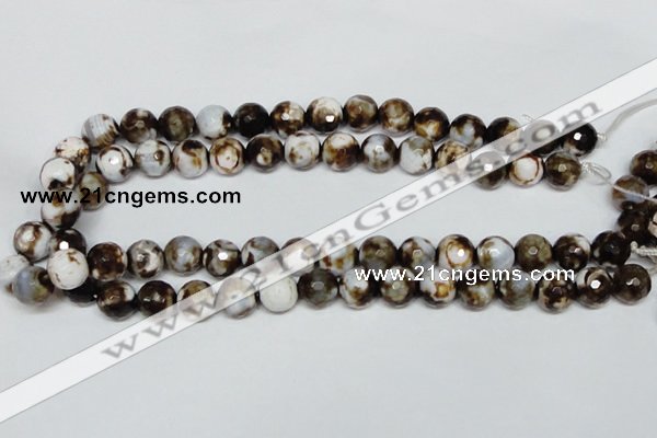 CAB620 15.5 inches 12mm faceted round leopard skin agate beads wholesale