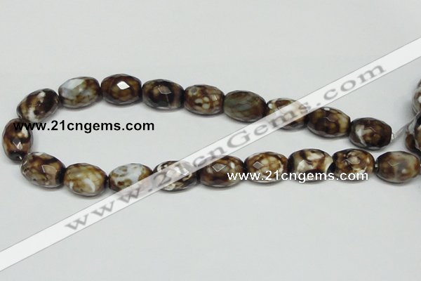 CAB625 15.5 inches 14*20mm faceted egg-shaped leopard skin agate beads