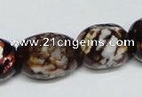 CAB626 15.5 inches 16*22mm faceted egg-shaped leopard skin agate beads