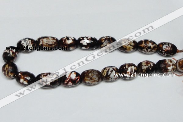 CAB626 15.5 inches 16*22mm faceted egg-shaped leopard skin agate beads