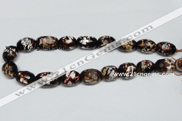 CAB626 15.5 inches 16*22mm faceted egg-shaped leopard skin agate beads