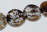 CAB628 15.5 inches 20mm flat round leopard skin agate beads wholesale