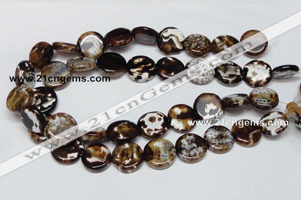 CAB628 15.5 inches 20mm flat round leopard skin agate beads wholesale