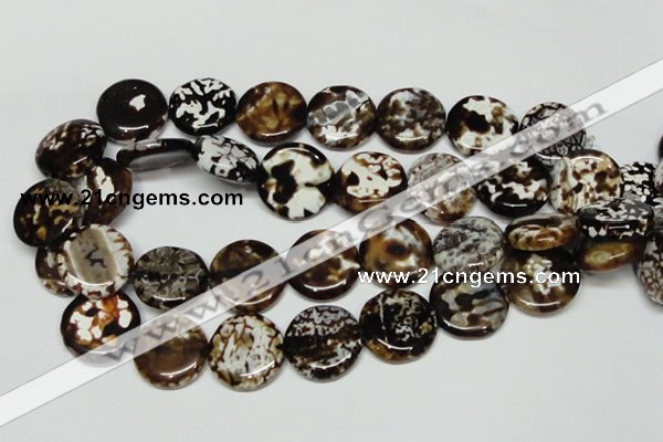 CAB629 15.5 inches 22mm flat round leopard skin agate beads wholesale