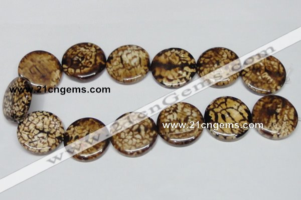 CAB631 15.5 inches 30mm flat round leopard skin agate beads wholesale