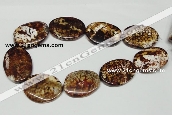 CAB635 15.5 inches 30*40mm twisted oval leopard skin agate beads