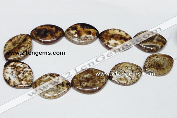 CAB638 15.5 inches 30*40mm marquise leopard skin agate beads