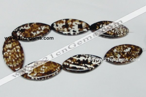 CAB639 15.5 inches 25*50mm marquise leopard skin agate beads