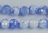 CAB650 15.5 inches 10mm faceted round fire crackle agate beads