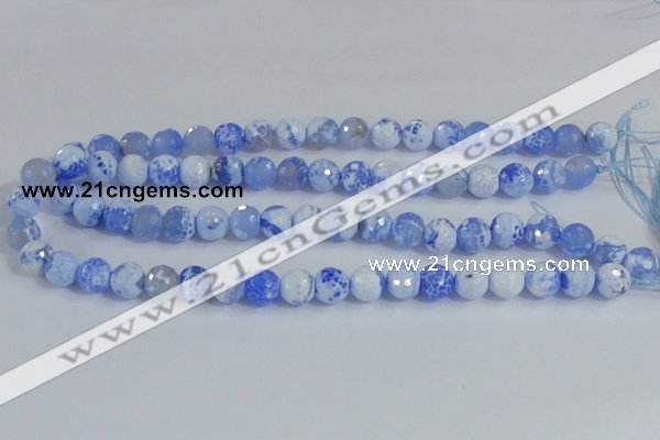 CAB650 15.5 inches 10mm faceted round fire crackle agate beads