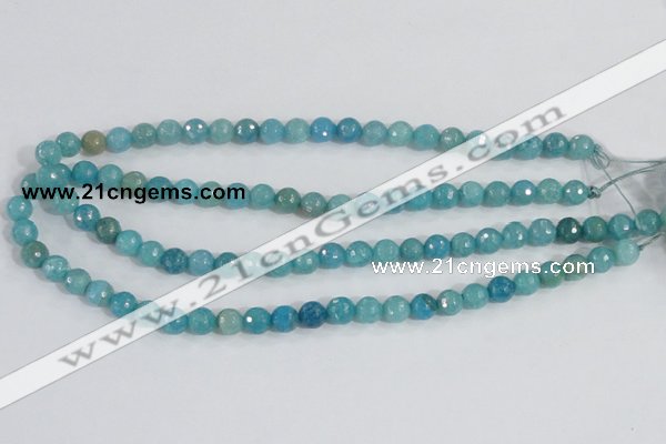 CAB653 15.5 inches 8mm faceted round fire crackle agate beads