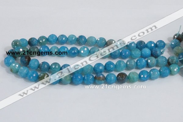 CAB654 15.5 inches 10mm faceted round fire crackle agate beads