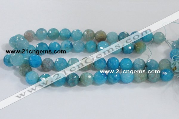 CAB656 15.5 inches 14mm faceted round fire crackle agate beads