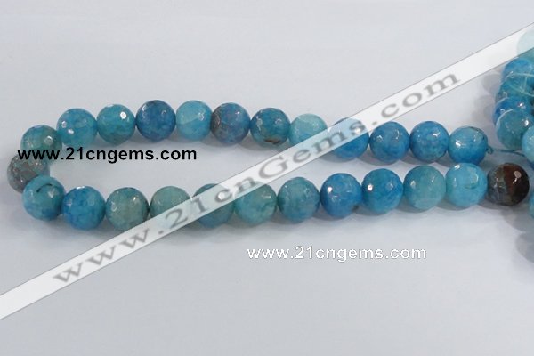 CAB657 15.5 inches 16mm faceted round fire crackle agate beads