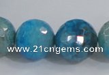 CAB658 15.5 inches 18mm faceted round fire crackle agate beads