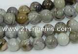 CAB67 15.5 inches 8mm round silver needle agate gemstone beads