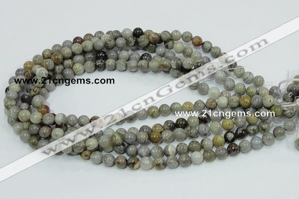 CAB67 15.5 inches 8mm round silver needle agate gemstone beads