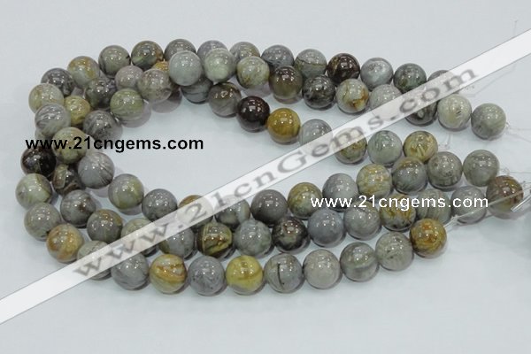 CAB69 15.5 inches 14mm round silver needle agate gemstone beads