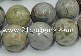 CAB70 15.5 inches 16mm round silver needle agate gemstone beads