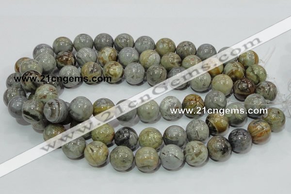 CAB70 15.5 inches 16mm round silver needle agate gemstone beads
