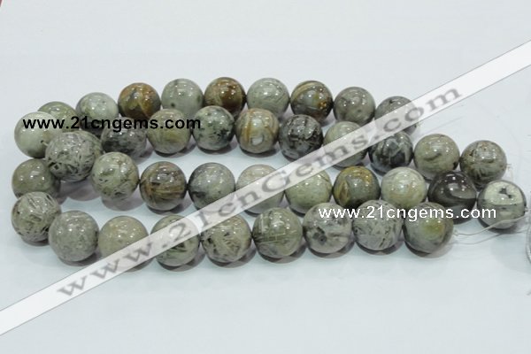 CAB71 15.5 inches 20mm round silver needle agate gemstone beads