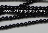 CAB720 15.5 inches 3mm round black agate gemstone beads wholesale