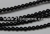 CAB721 15.5 inches 4mm round black agate gemstone beads wholesale