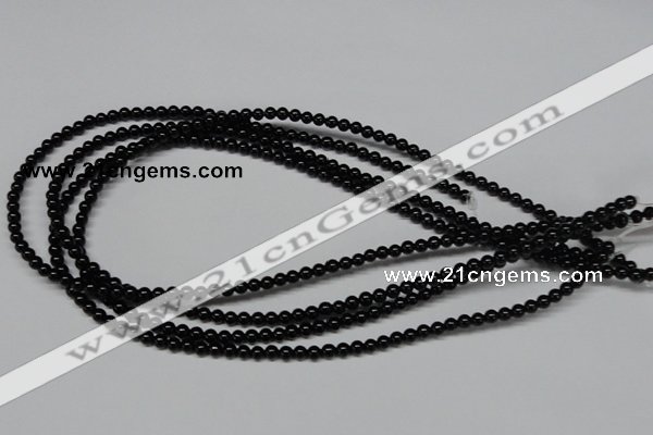 CAB721 15.5 inches 4mm round black agate gemstone beads wholesale