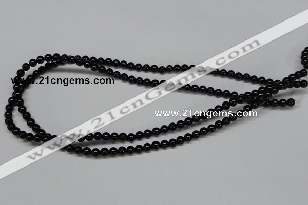 CAB722 15.5 inches 5mm round black agate gemstone beads wholesale