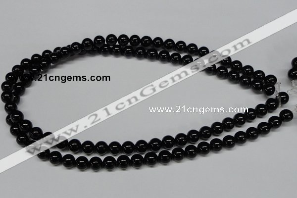 CAB724 15.5 inches 8mm round black agate gemstone beads wholesale