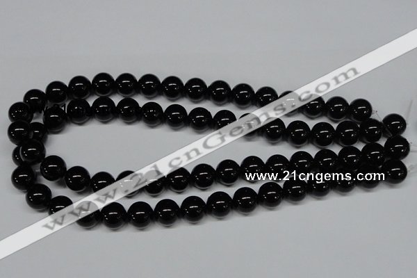 CAB726 15.5 inches 12mm round black agate gemstone beads wholesale