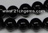 CAB727 15.5 inches 14mm round black agate gemstone beads wholesale