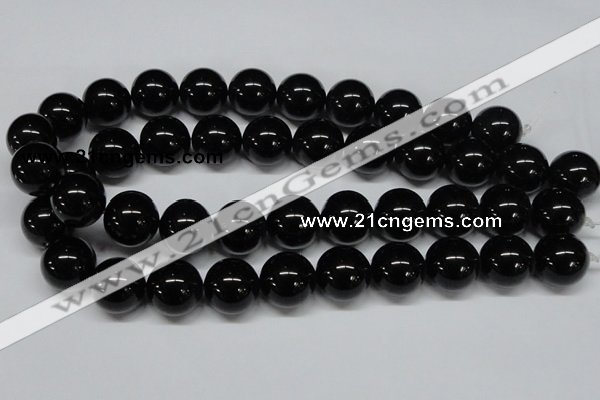 CAB729 15.5 inches 18mm round black agate gemstone beads wholesale