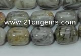 CAB73 15.5 inches 12*16mm egg-shaped silver needle agate beads