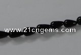 CAB732 15.5 inches 5*8mm teardrop black agate gemstone beads