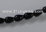 CAB733 15.5 inches 7*10mm teardrop black agate gemstone beads