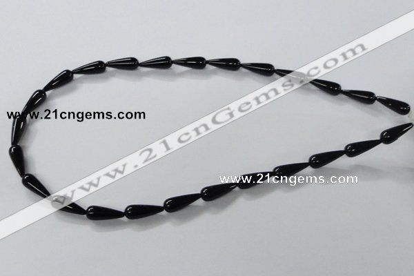 CAB734 15.5 inches 6*16mm teardrop black agate gemstone beads