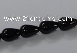 CAB735 15.5 inches 8*12mm teardrop black agate gemstone beads