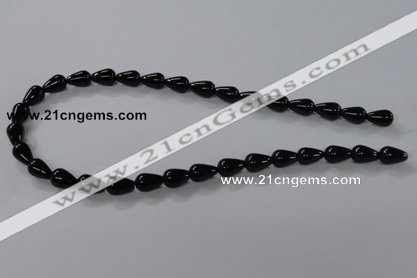 CAB735 15.5 inches 8*12mm teardrop black agate gemstone beads