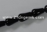 CAB736 15.5 inches 8*14mm teardrop black agate gemstone beads