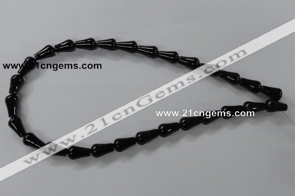 CAB736 15.5 inches 8*14mm teardrop black agate gemstone beads