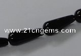 CAB737 15.5 inches 8*20mm teardrop black agate gemstone beads