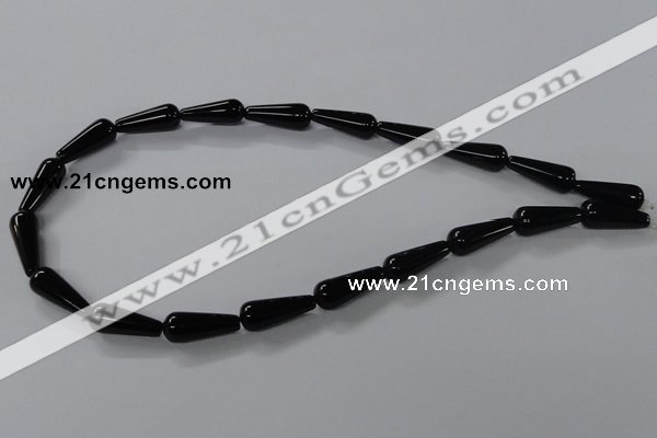 CAB737 15.5 inches 8*20mm teardrop black agate gemstone beads