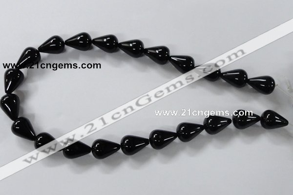 CAB738 15.5 inches 13*18mm teardrop black agate gemstone beads