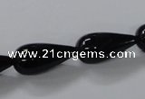 CAB739 15.5 inches 10*22mm teardrop black agate gemstone beads