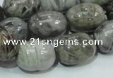 CAB74 15.5 inches 15*20mm egg-shaped silver needle agate beads