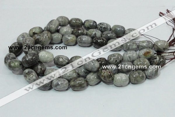 CAB74 15.5 inches 15*20mm egg-shaped silver needle agate beads