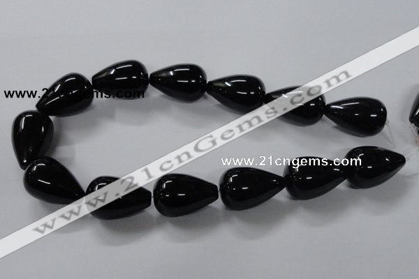 CAB743 15.5 inches 20*30mm teardrop black agate gemstone beads